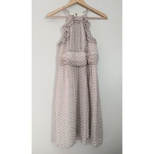 Shoshanna Silk Chevron Geometric Stripe Dress